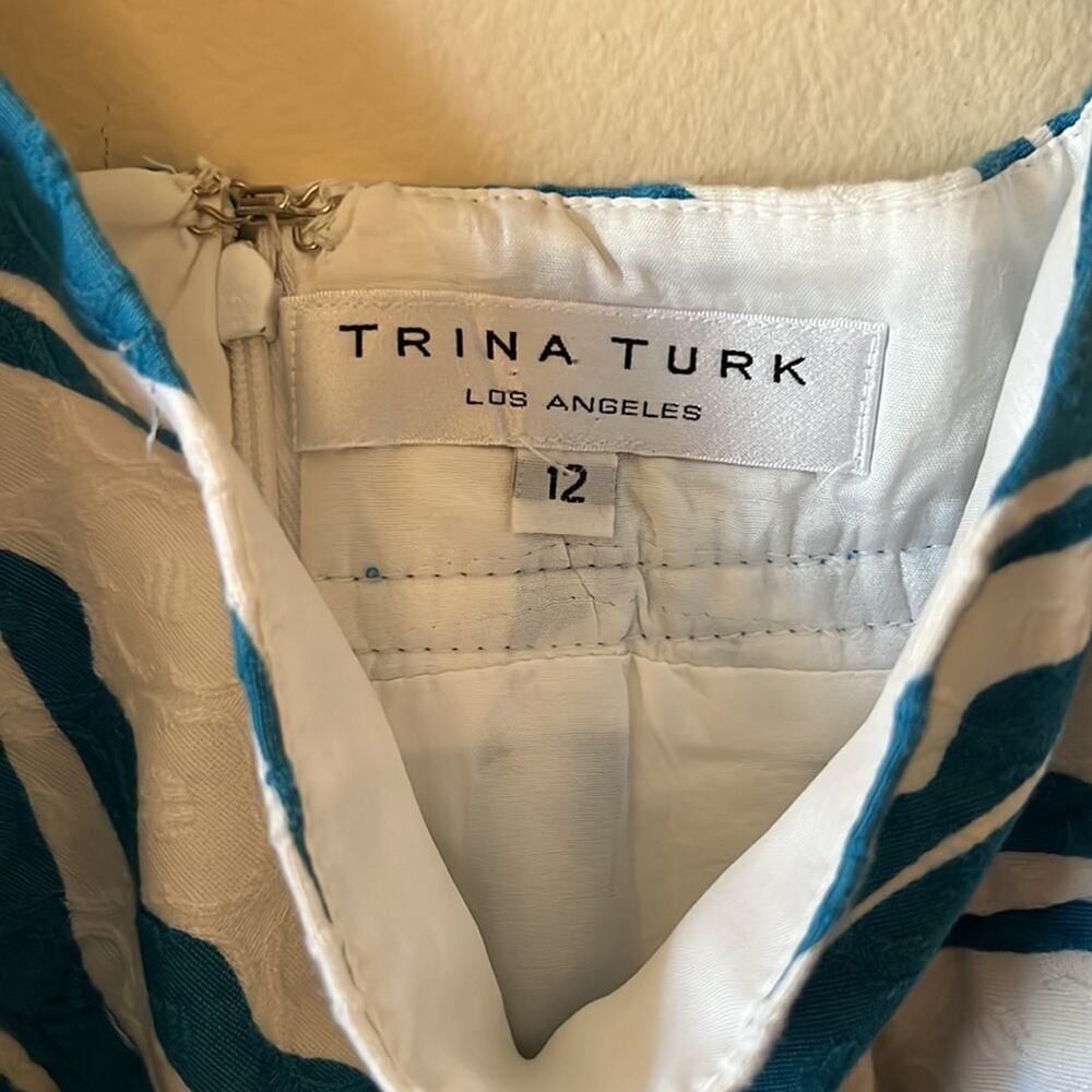 Trina Turk Blue Swirl Print A-Line Skirt Size 12 - Picture 7 of 8